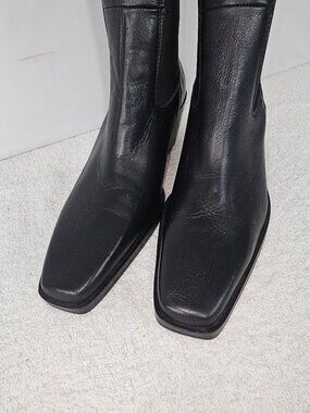 L’Intervalle Black Leather Square Toe Western Chelsea Boots EU38 US7.5-8